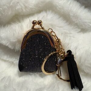 Black and Gold Mini Coin Purse Keychain